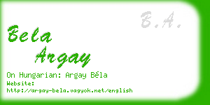 bela argay business card