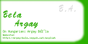bela argay business card